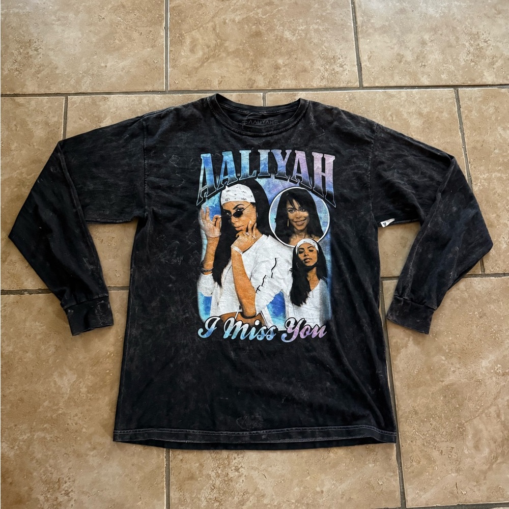 Aaliyah Black Tie Dye Long Sleeve Tee M/L